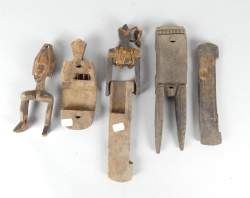 Africain : 2 serrures et 2 poulies de métier à tisser Dogon et Bamana