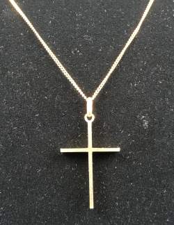 Bijou : Collier/chaine et pendentif - Croix - en or jaune 18K