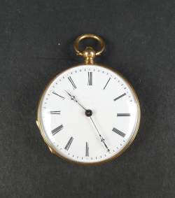 Bijou : Petite montre de gousset double cuvette en or jaune 18K mouvement à clé (en état)