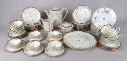 Ceramique: Service à café porcelaine Baudour Cerabel décor aux barbeaux  dont: c