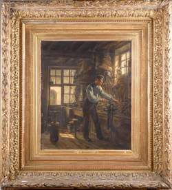 Tableau HSB (usures , gerçures) - Le serrurier - signé DANSAERT Léon