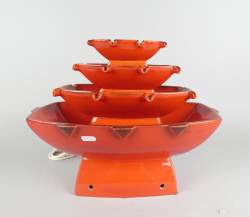 Céramique : Fontaine à eau / cascade (1 ecl) Vintage à 3 étages étiquette HEISSNER made in Germany