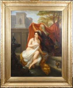 Tableau HSB - Bethsabée au bain - daté 1868 signé PICQUE Charles Louis