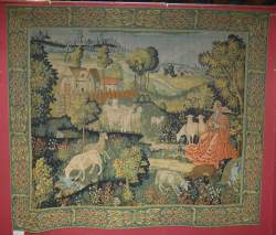 Tapis : Tapisserie en laine et lin AUBUSSON manufacture Robert FOUR - Concert champêtre - d'après un modèle du XVeS
