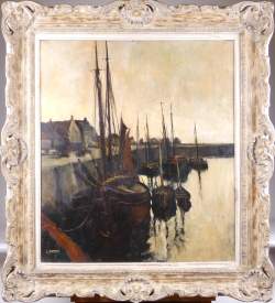 Tableau HST - Marine - signé STAQUET Lucien Tableau HST - Marine - signé STAQUET Lucien
