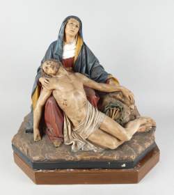 Sculpture : Groupe en plâtre - Piéta - sans signature dans le goût de DELIN Frères (Paris)
