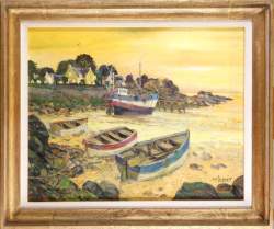Tableau HSP - Bateaux - signé LEGOUT Max Tableau HSP - Bateaux - signé LEGOUT Max