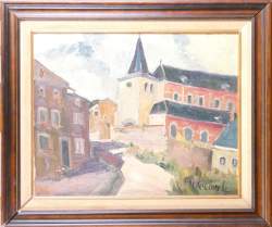 Tableau HST -Le Village- signé LAMBREXHE Marie Tableau HST -Le Village- signé LAMBREXHE Marie