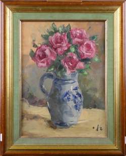 Tableau HST (rest) -Cruche aux fleurs- signé CHAVEPEYER Hector Tableau HST (rest) -Cruche aux fleurs- signé CHAVEPEYER Hector