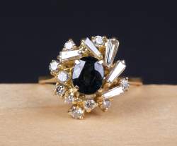 Bijou: Bague en or jaune 18K sertie en son centre d'un saphir d'env. 0,75cts ent
