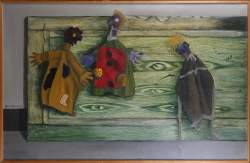 Tableau HST -Les Marionnettes- daté au dos de 1963 signé DE CLERCQ Daniel