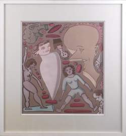 Tableau HS Papier -Mundus Alter Ego- daté 1991 dédicace au dos signé RAPIN Mauri