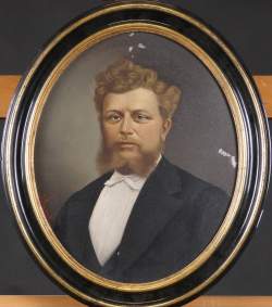 Tableau HS Métal (ecl) -Portrait d'un homme- daté 1882 signé RYSACK Jean