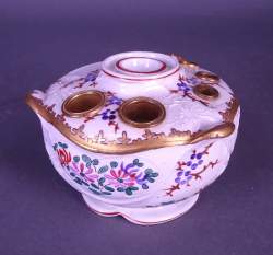 Céramique: Encrier en porcelaine de Paris circa 1920-1930 marqué ALADIN rehauts