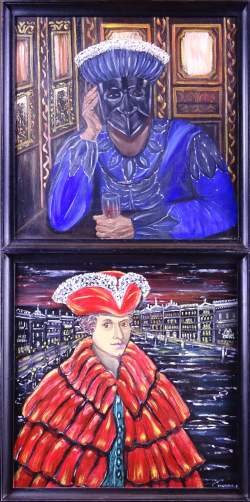 Tableau HSP (2) -La Solitude- 1989 62x62 et -Nobile Veiziono- 1990 62x62cm signé