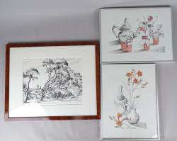 Tableau: 3 dessins à l'encre signés ROUGE Paul