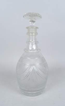 Verrerie: Carafe en cristal taillé Vonêche a/ bouchon (écl) H:29,5cm