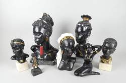 Sculpture: (7pcs) en platre (egr, ecl) -Afrique- dont 3 signés MELANI Salvatore