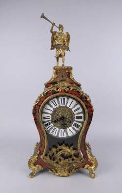 Horloge : Cartel en marqueterie dite Boulle (mq , acc) époque Napoléon III mvt FHS Germany