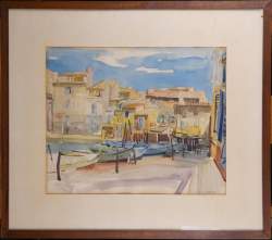 Tableau : aquarelle - Martigue (France) - signé CAMUS Gustave