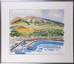 Tableau : aquarelle/papier - Vacances à Lipari - daté 74 signé CAMUS Gustave
