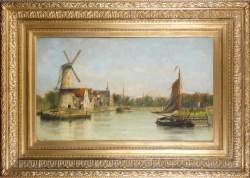 Tableau HST marouflée - Vue de port - signé VALCKENAERE Léon