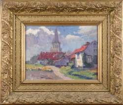 Tableau HSC - Vue de village - signé DUERINCKX Adrien