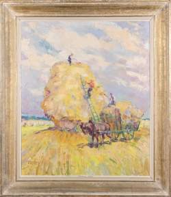 Tableau HST - Travailleurs aux champs - signé DUBOIS Raphaël