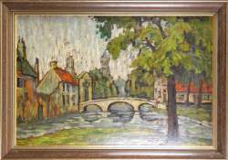 Tableau HSCarton - Vue de BRUGES - signé PARENT Roger