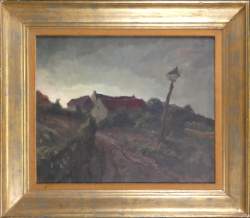 Tableau HST - La route du village - signé DINDALE Etienne