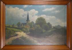 Tableau HST - D'après l'église de Schaerbeek en 1840 - signé SCHOUTEN Paul