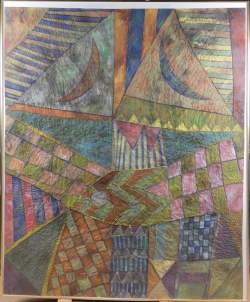 Tableau : technique mixte/papier - Composition - daté 1990 signé LINOTTE Georges