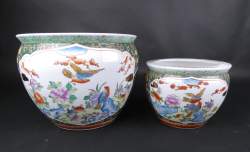 Asiatique : Aquarium/ cache-pot (2pcs) en porcelaine de CHINE