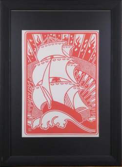 Estampe: Lithographie couleur -Argo à la toison d'Or- cachet dans la planche d'a