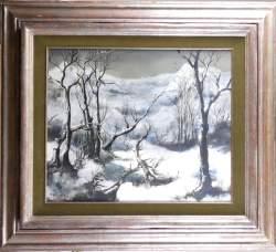 Tableau HSP - Forêt en hiver - signé DELMOTTE Marcel