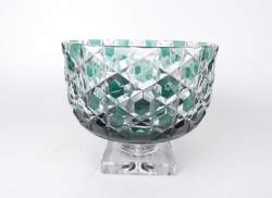 Verrerie : Coupe sur pied en cristal taillé signé Val Saint Lambert N° 35/50