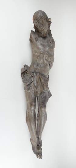 Religieux : Important Christ de Calvaire en bois sculpté (acc , mq) 15eS