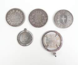 Collection de pièces de monnaie : Petit lot en argent (dont 2 montées en pendentif)