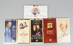 Collection de pièces de monnaie : 6 pochettes de pièces de monnaie belges en argent