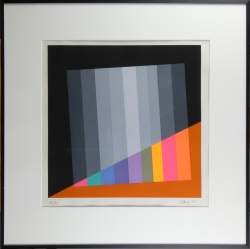 Estampe : Sérigraphie couleur - Composition - daté 73 N° 84/100 signé CARMI Eugenio