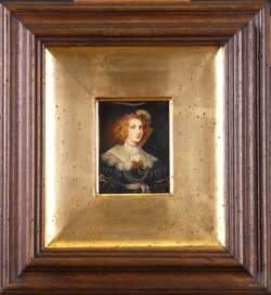 Tableau HSP - Portrait de Dame - signé 9 , 5x7cm cadre bois doré