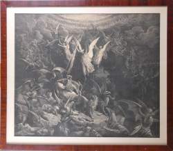 Estampes - De val der Engelen / La chute des anges - d'après Gustave Doré dans la planche daté 1872 Henri Bogaerts Ed. Pannemaker Paris 61x72cm cadre s/v