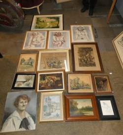 Tableaux et gravures (25) diverses techniques