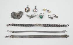 Bijou : Lot de bijoux en argent Pbrut : 136 , 2g (11pcs) (3bracelets , 2pendentifs , 3paires de boucles d'oreilles , 2broches)