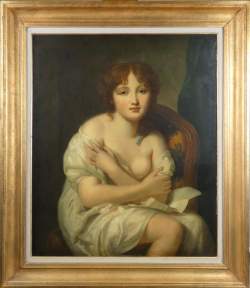 Tableau HST rentoilée -The Love Letter- d'après GREUZE J-Jean-Baptiste