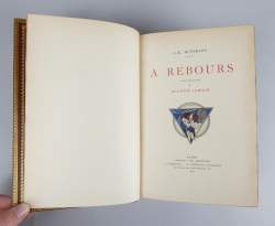 Livre: -A REBOURS- de HUYSMANS J. in-8 éd FERROUD Paris 1920 cuir brun dos à ner