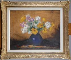 Tableau HSP -Vase de fleurs- signé BIRON Clémence