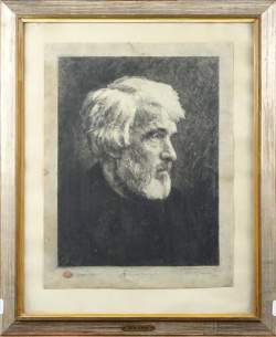 Estampe: Eau-forte -Thomas Carlyle- épreuve d'état daté 1908 cachet d'atelier (t