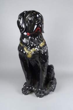 Sculpture: Chien en plâtre -Saint-Bernard- (ecl) H: 80cm L: 45cm