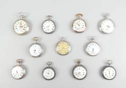 Bijou : Montres de gousset en argent mvt à remontoir (11) (en état , usures) (mqe verre et aiguille)